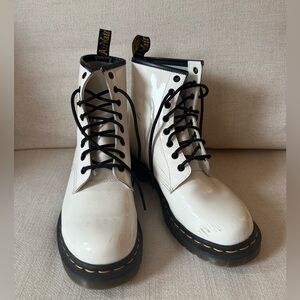 Dr Martens 1460 Lace Up Boots White Patent Leather
